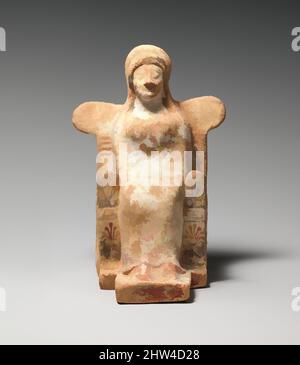 Art inspiré par la statuette en terre cuite d'une femme assise, archaïque, fin 6th–début 5th siècle avant J.-C., grec, probablement boéotien, terre cuite, H. 6 1/8 po. (15,5 cm), terracottas, de petites figurines ont été faites pour être présentées comme des dons votifs à une divinité. Il n'est pas toujours clair s'ils, œuvres classiques modernisées par Artotop avec un peu de modernité. Formes, couleur et valeur, impact visuel accrocheur sur l'art émotions par la liberté d'œuvres d'art d'une manière contemporaine. Un message intemporel qui cherche une nouvelle direction créative. Artistes qui se tournent vers le support numérique et créent le NFT Artotop Banque D'Images