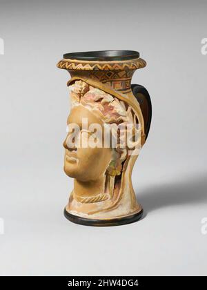 Art inspiré par la terre cuite oinochoe (carafe) sous la forme d'une tête de femme, classique tardif, fin du 4th siècle avant J.-C., étrusque, terre cuite, H. 5 1/8 po. (13 cm), vases, figurarels de ce genre étaient des produits populaires du Groupe Clusium, mais il peut s'agir d'une imitation produite dans un Sud, oeuvres classiques modernisées par Artotop avec un peu de modernité. Formes, couleur et valeur, impact visuel accrocheur sur l'art émotions par la liberté d'œuvres d'art d'une manière contemporaine. Un message intemporel qui cherche une nouvelle direction créative. Artistes qui se tournent vers le support numérique et créent le NFT Artotop Banque D'Images