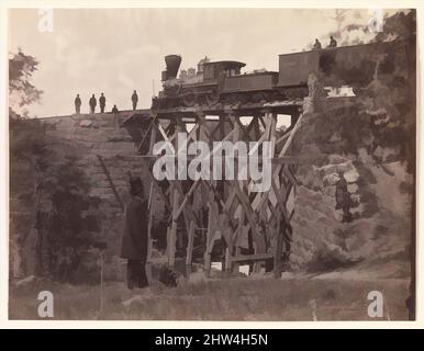Art inspiré par Bridge sur Orange et Alexandria Rail Road, tel que réparé par les ingénieurs de l'armée sous le colonel Herman Haupt, 1865, impression argentée d'un négatif de verre, photographies, Andrew Joseph Russell (américain, 1830–1902), ce point de vue de Russell documente le moteur Fire Fly testant le, Œuvres classiques modernisées par Artotop avec une touche de modernité. Formes, couleur et valeur, impact visuel accrocheur sur l'art émotions par la liberté d'œuvres d'art d'une manière contemporaine. Un message intemporel qui cherche une nouvelle direction créative. Artistes qui se tournent vers le support numérique et créent le NFT Artotop Banque D'Images