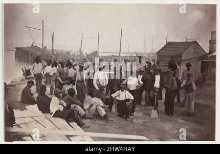 Art inspiré par les ouvriers de Quartermaster's Wharf, Alexandria, Virginie, 1863–65, impression argentée en verre négatif, image: 13,2 × 20,2 cm (5 3/16 × 7 15/16 in.), photographies, attribuées à Andrew Joseph Russell (américain, 1830–1902), le bureau de Quartermaster des États-Unis, œuvres classiques modernisées par Artotop avec un peu de modernité. Formes, couleur et valeur, impact visuel accrocheur sur l'art émotions par la liberté d'œuvres d'art d'une manière contemporaine. Un message intemporel qui cherche une nouvelle direction créative. Artistes qui se tournent vers le support numérique et créent le NFT Artotop Banque D'Images