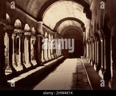 Art inspiré par Arles, Cloître Saint-Trophime, ca. 1861, impression argentée d'albumine de verre négatif, image: 33,2 x 42,5 cm (13 1/16 x 16 3/4 po.), photographies, Édouard Baldus (français, Prusse né, 1813–1889), Le cloître du XIIe siècle de l'église Saint-Trophîme d'Arles, célèbre pour, oeuvres classiques modernisées par Artotop avec un peu de modernité. Formes, couleur et valeur, impact visuel accrocheur sur l'art émotions par la liberté d'œuvres d'art d'une manière contemporaine. Un message intemporel qui cherche une nouvelle direction créative. Artistes qui se tournent vers le support numérique et créent le NFT Artotop Banque D'Images