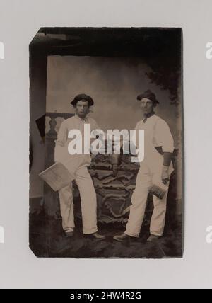 Art inspiré par deux plâtres en combinaison penchée sur une clôture rustique, 1870s–80s, Tintype, image: 9 x 6 cm (3 9/16 x 2 3/8 in.), photographies, Unknown (American, Classic œuvres modernisées par Artotop avec une touche de modernité. Formes, couleur et valeur, impact visuel accrocheur sur l'art émotions par la liberté d'œuvres d'art d'une manière contemporaine. Un message intemporel qui cherche une nouvelle direction créative. Artistes qui se tournent vers le support numérique et créent le NFT Artotop Banque D'Images