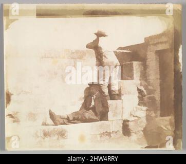 Art inspiré par deux jeunes hommes reposant sur un quai, fin 1840s, imprimé en papier salé de papier négatif, image: 4 5/16 × 3 3/8 po. (11 × 8,6 cm), photographies, Calvert Richard Jones (Britannique, Swansea, pays de Galles 1802–1877 Bath, Angleterre, œuvres classiques modernisées par Artotop avec une touche de modernité. Formes, couleur et valeur, impact visuel accrocheur sur l'art émotions par la liberté d'œuvres d'art d'une manière contemporaine. Un message intemporel qui cherche une nouvelle direction créative. Artistes qui se tournent vers le support numérique et créent le NFT Artotop Banque D'Images