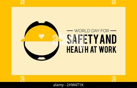 Journée mondiale de la sécurité et de la santé au travail. Modèle de sensibilisation à la sécurité au travail pour la bannière, la carte, les antécédents Illustration de Vecteur