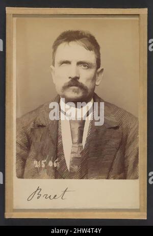 Art inspiré par Briet. Albert, Louis. 44 ans, né à Lyon (Rhône). Boulanger. Anarchiste. 4/3/94., 1894, impression argentée d'albumine de verre négatif, 10,5 x 7 x 0,5 cm (4 1/8 x 2 3/4 x 3/16 po) chacun, photographies, Alphonse Bertillon (français, 1853–1914), née dans une famille distinguée de, œuvres classiques modernisées par Artotop avec une touche de modernité. Formes, couleur et valeur, impact visuel accrocheur sur l'art émotions par la liberté d'œuvres d'art d'une manière contemporaine. Un message intemporel qui cherche une nouvelle direction créative. Artistes qui se tournent vers le support numérique et créent le NFT Artotop Banque D'Images