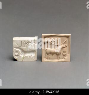 Art inspiré par le sceau Timbre et l'impression moderne: licorne et diffuseur d'encens (?), harappan mûr, ca. 2600–1900 C.-B., vallée de l'Indus, Indus, stéatite brûlée, 1 1/2 x 1 1/2 x 3/8 po. (3,8 x 3,8 x 1 cm), Sceaux de pierre-timbre-inscrits, Sceaux de timbre ont été utilisés dans l'antiquité comme marques de propriété, oeuvres classiques modernisées par Artotop avec un peu de modernité. Formes, couleur et valeur, impact visuel accrocheur sur l'art émotions par la liberté d'œuvres d'art d'une manière contemporaine. Un message intemporel qui cherche une nouvelle direction créative. Artistes qui se tournent vers le support numérique et créent le NFT Artotop Banque D'Images