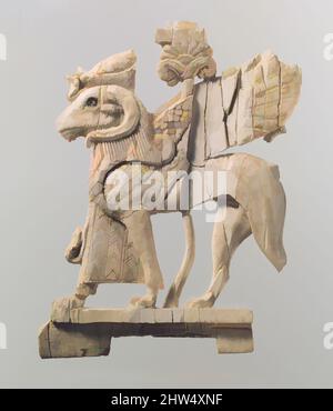 Art inspiré par la plaque de meubles ajourée avec sphinx à tête en forme de bélier, Neo-Assyrian, ca. 9th–8th siècle av. J.-C., Syrie, probablement d'Arslan Tash (Hadi antique), Assyrien, Ivoire, 5 x 4 po. (12,7 x 10,16 cm), ivoire / reliefs d'os, au début du premier millénaire avant J.-C., la sculpture en ivoire était une, les œuvres classiques modernisées par Artotop avec un peu de modernité. Formes, couleur et valeur, impact visuel accrocheur sur l'art émotions par la liberté d'œuvres d'art d'une manière contemporaine. Un message intemporel qui cherche une nouvelle direction créative. Artistes qui se tournent vers le support numérique et créent le NFT Artotop Banque D'Images