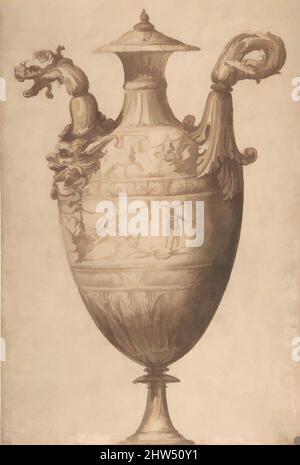 Art inspiré par Design for a vase with Hercules and Farnese Lilies, ca. 1540, stylo et encre brune, lavage brun, feuille : 16 x 10 7/8 po. (40,6 x 27,6 cm), dessins, Francesco Salviati (Francesco de' Rossi) (Italien, Florence 1510–1563 Rome, oeuvres classiques modernisées par Artotop avec une touche de modernité. Formes, couleur et valeur, impact visuel accrocheur sur l'art émotions par la liberté d'œuvres d'art d'une manière contemporaine. Un message intemporel qui cherche une nouvelle direction créative. Artistes qui se tournent vers le support numérique et créent le NFT Artotop Banque D'Images