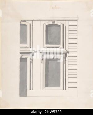 Art inspiré par le design pour une façade de palais : détail des fenêtres et des portes, début 18th–mi-18th siècle, stylo et encre noire et grise, pinceau et encre grise, sur craie noire ou graphite, 9 7/8 x 8 7/16 po. (25,1 x 21,5 cm), dessins, Carl Hårleman (suédois, Stockholm 1700–1753 Stockholm, œuvres classiques modernisées par Artotop avec une touche de modernité. Formes, couleur et valeur, impact visuel accrocheur sur l'art émotions par la liberté d'œuvres d'art d'une manière contemporaine. Un message intemporel qui cherche une nouvelle direction créative. Artistes qui se tournent vers le support numérique et créent le NFT Artotop Banque D'Images