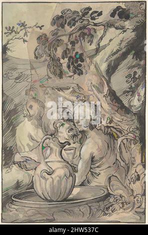 Art inspiré par la tentation de St Anthony, 16th siècle, stylo et encre noire, pinceau et vert gris et brun lavage, blanc accentuant. Fragment irrégulier de dessin original collé sur une feuille rectangulaire avec des ajouts dessinés par une main ultérieure (?) En stylo et encre grise, pinceau et gris et, les œuvres classiques modernisées par Artotop avec une touche de modernité. Formes, couleur et valeur, impact visuel accrocheur sur l'art émotions par la liberté d'œuvres d'art d'une manière contemporaine. Un message intemporel qui cherche une nouvelle direction créative. Artistes qui se tournent vers le support numérique et créent le NFT Artotop Banque D'Images