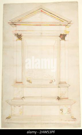 Art inspiré par Design for a Wall Tomb., ca. 1524, encre stylo et marron, sur les marques de construction réglées au stylet et incisées au compas, sur papier clair, 14-3/8 x 9-1/16 po. (36,5 x 23 cm), dessins, anonymes, Central-Italian, 16th Century, Œuvres classiques modernisées par Artotop avec une touche de modernité. Formes, couleur et valeur, impact visuel accrocheur sur l'art émotions par la liberté d'œuvres d'art d'une manière contemporaine. Un message intemporel qui cherche une nouvelle direction créative. Artistes qui se tournent vers le support numérique et créent le NFT Artotop Banque D'Images