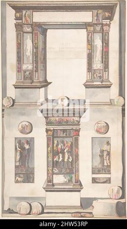 Art inspiré de l'arche de Septimius Severus, élévation frontale (ci-dessus) et vue latérale (ci-dessous), avant 1704, craie rouge, stylo et encre marron et noire, brosse et lavage gris, sur craie noire, 14 1/16 x 8 9/64 po. (35,7 x 20,7 cm), dessins, Jan Goeree (néerlandais, Middelburg 1670–1731 Amsterdam, œuvres classiques modernisées par Artotop avec une touche de modernité. Formes, couleur et valeur, impact visuel accrocheur sur l'art émotions par la liberté d'œuvres d'art d'une manière contemporaine. Un message intemporel qui cherche une nouvelle direction créative. Artistes qui se tournent vers le support numérique et créent le NFT Artotop Banque D'Images