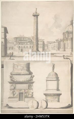 Art inspiré par Une vue de la colonne de Trajan (ci-dessus) avec détails (ci-dessous), avant 1704, pinceau et encre grise sur lavage gris, stylo et encre noire, sur craie rouge, 13 1/16 x 8 13/32 po. (33,2 x 21,4 cm), dessins, Jan Goeree (néerlandais, Middelburg 1670–1731 Amsterdam, œuvres classiques modernisées par Artotop avec une touche de modernité. Formes, couleur et valeur, impact visuel accrocheur sur l'art émotions par la liberté d'œuvres d'art d'une manière contemporaine. Un message intemporel qui cherche une nouvelle direction créative. Artistes qui se tournent vers le support numérique et créent le NFT Artotop Banque D'Images