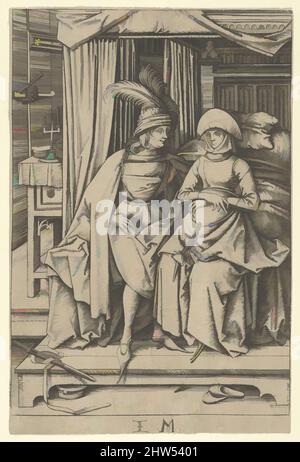 Art inspiré par un couple assis sur un lit, de scènes de la vie quotidienne, s.d., gravure, feuille: 6 5/8 po. × 4 po (16,9 × 10,2 cm), Prints, Israël van Meckenem (allemand, Meckenem ca. 1440/45–1503 Bocholt, œuvres classiques modernisées par Artotop avec une touche de modernité. Formes, couleur et valeur, impact visuel accrocheur sur l'art émotions par la liberté d'œuvres d'art d'une manière contemporaine. Un message intemporel qui cherche une nouvelle direction créative. Artistes qui se tournent vers le support numérique et créent le NFT Artotop Banque D'Images