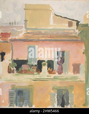 Art inspiré par la terrasse d'un bâtiment à Rome, 1913, Gouache, 11 3/4 x 9 7/8 po. (29,9 x 25,1 cm), dessins, Jacques-Émile Blanche (français, Paris 1861–1942, oeuvres classiques modernisées par Artotop avec une touche de modernité. Formes, couleur et valeur, impact visuel accrocheur sur l'art émotions par la liberté d'œuvres d'art d'une manière contemporaine. Un message intemporel qui cherche une nouvelle direction créative. Artistes qui se tournent vers le support numérique et créent le NFT Artotop Banque D'Images