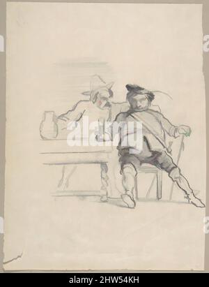 Art inspiré par deux hommes assis à une table, povant, graphite, 7-3/4 x 5-7/8 po. (19,7 x 14,9 cm), dessins, Félicien ROPS (Belge, Namur 1833–1898 Essonnes, oeuvres classiques modernisées par Artotop avec une touche de modernité. Formes, couleur et valeur, impact visuel accrocheur sur l'art émotions par la liberté d'œuvres d'art d'une manière contemporaine. Un message intemporel qui cherche une nouvelle direction créative. Artistes qui se tournent vers le support numérique et créent le NFT Artotop Banque D'Images