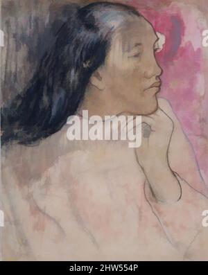 Art inspiré par Une femme tahitienne avec une fleur dans ses cheveux, 1891–92, charbon, pastel, et lavage, 15 3/8 x 11 7/8 po (39 x 30,2 cm), dessins, Paul Gauguin (français, Paris 1848–1903 Atuona, Hiva OA, Îles Marquesas, œuvres classiques modernisées par Artotop avec une touche de modernité. Formes, couleur et valeur, impact visuel accrocheur sur l'art émotions par la liberté d'œuvres d'art d'une manière contemporaine. Un message intemporel qui cherche une nouvelle direction créative. Artistes qui se tournent vers le support numérique et créent le NFT Artotop Banque D'Images
