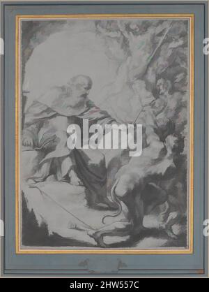 Art inspiré par St. Anthony, d'Égypte, qui s'éloigne des Devils, 17th siècle, craie noire, rehaussé de blanc, sur papier gris préparé, 17 3/16 x 12 11/16 cm (43,7 x 32,2 cm), dessins, Grégoire Huret (français, Lyon 1606–1670 Paris, oeuvres classiques modernisées par Artotop avec une touche de modernité. Formes, couleur et valeur, impact visuel accrocheur sur l'art émotions par la liberté d'œuvres d'art d'une manière contemporaine. Un message intemporel qui cherche une nouvelle direction créative. Artistes qui se tournent vers le support numérique et créent le NFT Artotop Banque D'Images