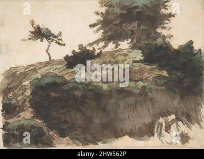 Art inspiré par le paysage, Vichy, env. 1866–67, encre stylo et brune (Galle de fer) avec brun et vert lave le graphite sur le papier couté, 4 7/16 x 6 1/8 po. (11,3 x 15,5 cm), dessins, Jean-François Millet (français, Gruchy 1814–1875 Barbizon, oeuvres classiques modernisées par Artotop avec une touche de modernité. Formes, couleur et valeur, impact visuel accrocheur sur l'art émotions par la liberté d'œuvres d'art d'une manière contemporaine. Un message intemporel qui cherche une nouvelle direction créative. Artistes qui se tournent vers le support numérique et créent le NFT Artotop Banque D'Images