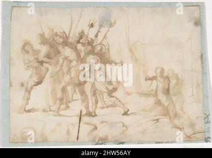 Art inspiré par l'arrestation du Christ, 1624–63, stylo et encre brune, 3-3/4 x 5-5/16 po. (9,5 x 13,5 cm), dessins, attribué à Francesco Allegrini (Italien, Cantiano (?) 1615/20–après 1679 Gubbio, oeuvres classiques modernisées par Artotop avec une touche de modernité. Formes, couleur et valeur, impact visuel accrocheur sur l'art émotions par la liberté d'œuvres d'art d'une manière contemporaine. Un message intemporel qui cherche une nouvelle direction créative. Artistes qui se tournent vers le support numérique et créent le NFT Artotop Banque D'Images