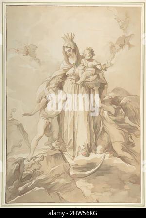 Art inspiré par la Vierge Immaculée avec l'enfant Christ, 1770, stylo et encre brune, pinceau et lavage brun et gris, sur craie noire, 17 11/16 x 12 1/16in. (44,9 x 30,7cm), dessins, Giuseppe Cades (Italien, Rome 1750–1799 Rome, oeuvres classiques modernisées par Artotop avec une touche de modernité. Formes, couleur et valeur, impact visuel accrocheur sur l'art émotions par la liberté d'œuvres d'art d'une manière contemporaine. Un message intemporel qui cherche une nouvelle direction créative. Artistes qui se tournent vers le support numérique et créent le NFT Artotop Banque D'Images