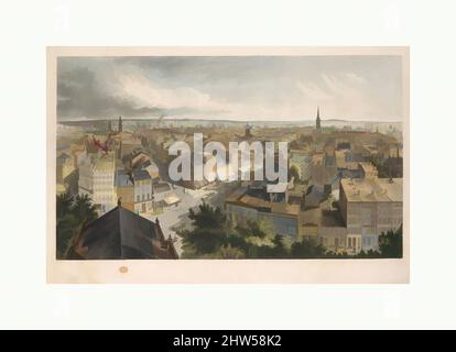 Art inspiré par New York de la Steeple of St. Paul's Church, tourné vers l'est, le Sud et l'Ouest, 1849, Bleu aquatint et gravure en couleur ; deuxième état de trois, image : 21 1/4 x 36 3/16 po. (53,9 x 91,9 cm), Prints, Henry A. Papprill (britannique, 1817–1896), d'après John William Hill (né, œuvres classiques modernisées par Artotop avec une touche de modernité. Formes, couleur et valeur, impact visuel accrocheur sur l'art émotions par la liberté d'œuvres d'art d'une manière contemporaine. Un message intemporel qui cherche une nouvelle direction créative. Artistes qui se tournent vers le support numérique et créent le NFT Artotop Banque D'Images