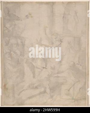 Art inspiré par le martyre de Saint Andrew, 17th siècle, stylo et encre brune, brosse et brun/gris lavage, sur des traces de charbon de bois, sur papier brun clair, 9-3/8 x 7-5/8 po. (23,8 x 19,3 cm), dessins, anonymes, italiens, romains-bolognaise, 17th siècle, les œuvres classiques modernisées par Artotop avec une touche de modernité. Formes, couleur et valeur, impact visuel accrocheur sur l'art émotions par la liberté d'œuvres d'art d'une manière contemporaine. Un message intemporel qui cherche une nouvelle direction créative. Artistes qui se tournent vers le support numérique et créent le NFT Artotop Banque D'Images
