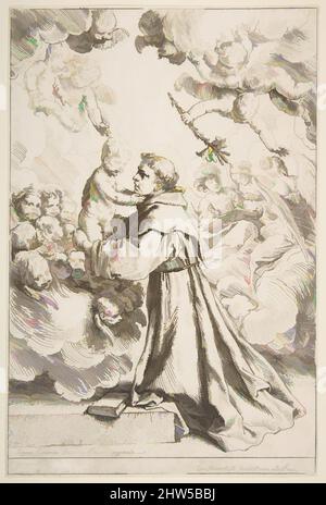 Art inspiré par Saint Anthony de Padoue adorant le Christ enfant dans la gloire, ca. 1640, Décapage, feuille : 10 7/16 × 6 15/16 po. (26,5 × 17,7 cm), Prints, Simone Cantarini (Italien, Pesaro 1612–1648 Vérone, oeuvres classiques modernisées par Artotop avec une touche de modernité. Formes, couleur et valeur, impact visuel accrocheur sur l'art émotions par la liberté d'œuvres d'art d'une manière contemporaine. Un message intemporel qui cherche une nouvelle direction créative. Artistes qui se tournent vers le support numérique et créent le NFT Artotop Banque D'Images