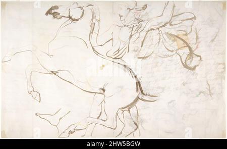 Art inspiré par l'élevage de chevaux et d'entraîneurs, dessiné sur une lettre. Verso : études des femmes et des enfants, après 1810, lavage au pinceau et au brun, total : 9 1/16 x 14 13/16 po. (23 x 37,7 cm), dessins, William Etty (British, York 1787–1849 York, oeuvres classiques modernisées par Artotop avec une touche de modernité. Formes, couleur et valeur, impact visuel accrocheur sur l'art émotions par la liberté d'œuvres d'art d'une manière contemporaine. Un message intemporel qui cherche une nouvelle direction créative. Artistes qui se tournent vers le support numérique et créent le NFT Artotop Banque D'Images