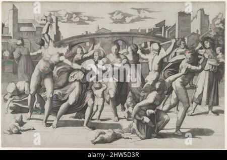 Art inspiré par le massacre des Innocents, ca. 1512–13, gravure, 11 1/16 x 16 15/16 pouces (28,1 x 43,0 cm), tirages, Marcantonio Raimondi (italien, Argini (?) env. 1480–avant 1534 Bologne (?)), après Raphaël (Raffaello Sanzio ou Santi) (Italien, Urbino 1483–1520 Rome, oeuvres classiques modernisées par Artotop avec une touche de modernité. Formes, couleur et valeur, impact visuel accrocheur sur l'art émotions par la liberté d'œuvres d'art d'une manière contemporaine. Un message intemporel qui cherche une nouvelle direction créative. Artistes qui se tournent vers le support numérique et créent le NFT Artotop Banque D'Images
