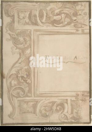 Art inspiré par le Design for a Cartouche (recto); fragments du Plan d'un bâtiment (Église?) (Verso); deux feuilles séparées collées dos à dos, 16th siècle, encre de plume et marron, brosse et lavage brun, sur des traces de point d'entrée, 8-5/16 x 6-7/16 po. (21,1 x 16,4 cm), Anonyme, Italien, 16th, oeuvres classiques modernisées par Artotop avec une touche de modernité. Formes, couleur et valeur, impact visuel accrocheur sur l'art émotions par la liberté d'œuvres d'art d'une manière contemporaine. Un message intemporel qui cherche une nouvelle direction créative. Artistes qui se tournent vers le support numérique et créent le NFT Artotop Banque D'Images