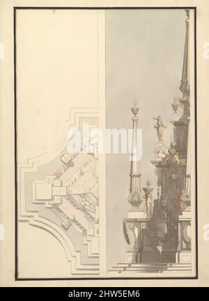 Art inspiré par Half Ground Plan, demi-élévation pour une catafalque pour une duchesse de Berri, 1696–1756, stylo, encre marron et lavage gris, 19-3/8 x 14-13/16 po. (49,2 x 37,6 cm), dessins, atelier de Giuseppe Galli Bibiena (Italien, Parme 1696–1756 Berlin, oeuvres classiques modernisées par Artotop avec une touche de modernité. Formes, couleur et valeur, impact visuel accrocheur sur l'art émotions par la liberté d'œuvres d'art d'une manière contemporaine. Un message intemporel qui cherche une nouvelle direction créative. Artistes qui se tournent vers le support numérique et créent le NFT Artotop Banque D'Images