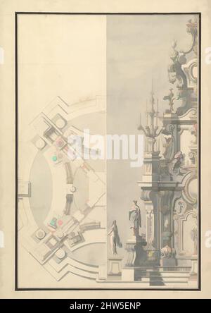 Art inspiré par Half Ground Plan et Half Elevation pour une catafalque pour le duc Francesco de Parme (1694-1727), ca. 1727, stylo, encre marron et lavage gris, 20 x 14-1/8 po. (50,8 x 35,9 cm), dessins, atelier de Giuseppe Galli Bibiena (Italien, Parme 1696–1756 Berlin, oeuvres classiques modernisées par Artotop avec une touche de modernité. Formes, couleur et valeur, impact visuel accrocheur sur l'art émotions par la liberté d'œuvres d'art d'une manière contemporaine. Un message intemporel qui cherche une nouvelle direction créative. Artistes qui se tournent vers le support numérique et créent le NFT Artotop Banque D'Images