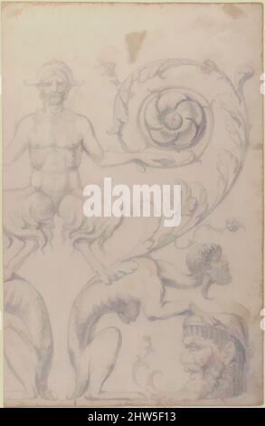 Art inspiré par dessin d'un grotesque après un relief décoratif de 16th-siècle., s.d., craie noire ou graphite, feuille: 13 7/16 x 8 11/16 po. (34,1 x 22 cm), dessins, Filippo Cretoni (italien, fin 18th–début 19th siècle, oeuvres classiques modernisées par Artotop avec une touche de modernité. Formes, couleur et valeur, impact visuel accrocheur sur l'art émotions par la liberté d'œuvres d'art d'une manière contemporaine. Un message intemporel qui cherche une nouvelle direction créative. Artistes qui se tournent vers le support numérique et créent le NFT Artotop Banque D'Images