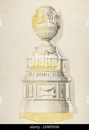 Art inspiré par Design for an Urn, ca. 1770–90, graphite, stylo et encre grise, pinceau et lavage gris et jaune, 19 5/16 x 13 7/16 po. (49,1 x 34,1 cm), dessins, anonymes, français, 18th siècle, Œuvres classiques modernisées par Artotop avec une touche de modernité. Formes, couleur et valeur, impact visuel accrocheur sur l'art émotions par la liberté d'œuvres d'art d'une manière contemporaine. Un message intemporel qui cherche une nouvelle direction créative. Artistes qui se tournent vers le support numérique et créent le NFT Artotop Banque D'Images