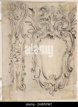 Art inspiré par Designs for a Pilaster Ornement and Cartouche (recto); Design for a Window or a Wall Plaque (Verso)., 1652–1725, encre stylo et brune, sur des traces de craie noire; verso : stylo et encre brune sur des traces de craie noire, feuille: 4 3/16 x 3 3/16 po. (10,6 x 8,1 cm), Giovanni, œuvres classiques modernisées par Artotop avec une touche de modernité. Formes, couleur et valeur, impact visuel accrocheur sur l'art émotions par la liberté d'œuvres d'art d'une manière contemporaine. Un message intemporel qui cherche une nouvelle direction créative. Artistes qui se tournent vers le support numérique et créent le NFT Artotop Banque D'Images