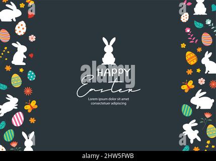 Modèle d'arrière-plan de carte de vœux Happy easter Egg. Peut être utilisé pour la couverture, l'invitation, la publicité, le papier peint, les prospectus, les affiches, brochure. Illustration de Vecteur