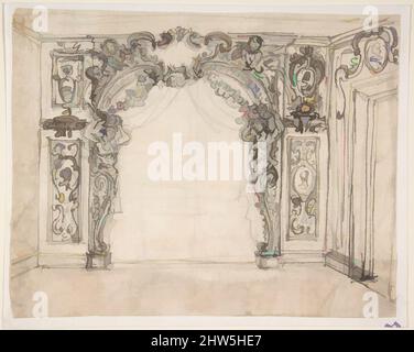 Art inspiré par Design for a Proscenium or Alcove, 1652–1725, encre stylo et brune, sur des traces de craie noire, feuille : 4 9/16 x 5 11/16 po. (11,6 x 14,5 cm), Giovanni Battista Foggini (Italien, Florence 1652–1725 Florence, oeuvres classiques modernisées par Artotop avec une touche de modernité. Formes, couleur et valeur, impact visuel accrocheur sur l'art émotions par la liberté d'œuvres d'art d'une manière contemporaine. Un message intemporel qui cherche une nouvelle direction créative. Artistes qui se tournent vers le support numérique et créent le NFT Artotop Banque D'Images