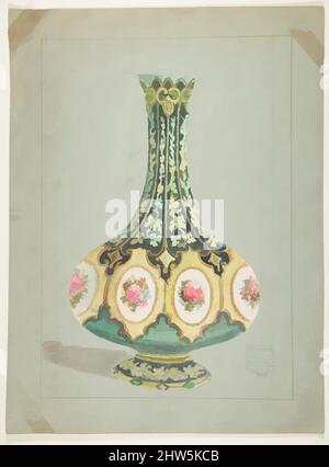 Art inspiré par Design for a vase, 19th Century, encre stylo et marron, aquarelle. Lignes de cadrage au stylo et à l'encre grise. Dessin collé sur papier de montage gris, feuille : 14 x 10 3/8 po. (35,6 x 26,4 cm), dessins, anonymes, français, 19th siècle, Œuvres classiques modernisées par Artotop avec une touche de modernité. Formes, couleur et valeur, impact visuel accrocheur sur l'art émotions par la liberté d'œuvres d'art d'une manière contemporaine. Un message intemporel qui cherche une nouvelle direction créative. Artistes qui se tournent vers le support numérique et créent le NFT Artotop Banque D'Images