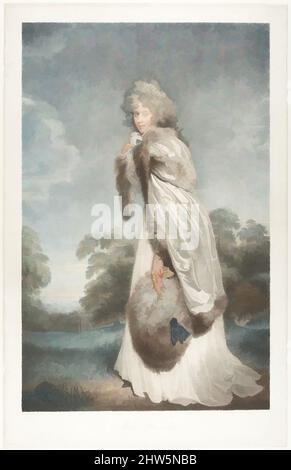 Art inspiré par Mlle Elizabeth Farren, comtesse de Derby, 1792, gravure et gravure en pointillé, imprimé en couleur; cinquième état, feuille: 22 3/16 x 14 1/8 po. (56,3 x 35,8 cm), Prints, Francesco Bartolozzi (italien, Florence 1728–1815 Lisbonne), d'après Sir Thomas Lawrence (britannique, Bristol, œuvres classiques modernisées par Artotop avec une touche de modernité. Formes, couleur et valeur, impact visuel accrocheur sur l'art émotions par la liberté d'œuvres d'art d'une manière contemporaine. Un message intemporel qui cherche une nouvelle direction créative. Artistes qui se tournent vers le support numérique et créent le NFT Artotop Banque D'Images