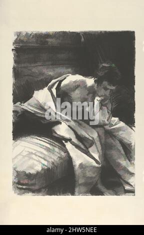 Art inspiré par l'étude d'un jeune homme, assis, 1895, lithographie de transfert, image: 11 9/16 x 8 9/16 po. (29,4 x 21,8 cm), Prints, John Singer Sargent (américain, Florence 1856–1925 Londres), en octobre 1895, la Galerie Rapp à Paris a organisé une section d'une grande exposition au Palais des, œuvres classiques modernisées par Artotop avec une touche de modernité. Formes, couleur et valeur, impact visuel accrocheur sur l'art émotions par la liberté d'œuvres d'art d'une manière contemporaine. Un message intemporel qui cherche une nouvelle direction créative. Artistes qui se tournent vers le support numérique et créent le NFT Artotop Banque D'Images