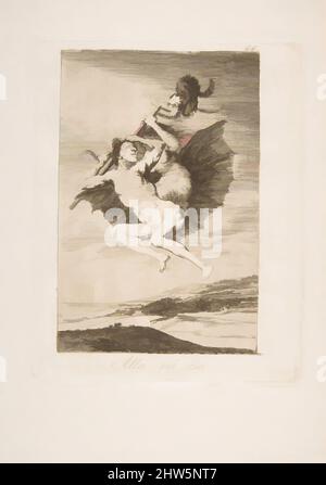 Art inspiré par la planche 66 de 'Los Caprichos': Il va (Allá vá eso.), 1799, Etching, aquatint et point sec, plaque: 8 1/16 × 6 7/16 po. (20,5 × 16,4 cm), Prints, Goya (Francisco de Goya y Lucientes) (Espagnol, Fuendetodos 1746–1828 Bordeaux, oeuvres classiques modernisées par Artotop avec une touche de modernité. Formes, couleur et valeur, impact visuel accrocheur sur l'art émotions par la liberté d'œuvres d'art d'une manière contemporaine. Un message intemporel qui cherche une nouvelle direction créative. Artistes qui se tournent vers le support numérique et créent le NFT Artotop Banque D'Images