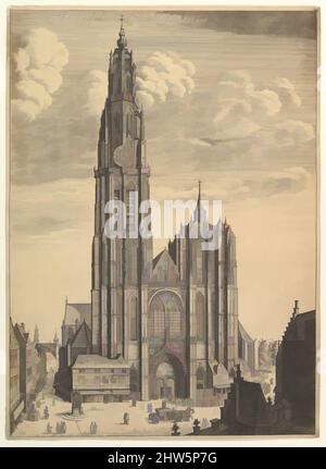 Art inspiré par la cathédrale d'Anvers (ProSpectvs Tvrris Ecclesiæ Cathedralis), 1649, Etching; quatrième état de quatre (NH), plaque: 18 × 13 5/16 po. (45,7 × 33,8 cm), estampes, Venceslaus Hollar (Bohemian, Prague 1607–1677 Londres), Cathédrale d'Anvers; Vue sur l'extrémité ouest de la cathédrale, avec, œuvres classiques modernisées par Artotop avec une touche de modernité. Formes, couleur et valeur, impact visuel accrocheur sur l'art émotions par la liberté d'œuvres d'art d'une manière contemporaine. Un message intemporel qui cherche une nouvelle direction créative. Artistes qui se tournent vers le support numérique et créent le NFT Artotop Banque D'Images