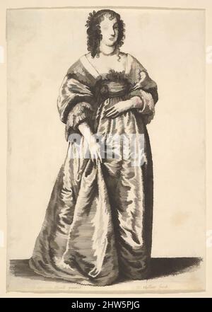 Art inspiré par la figure d'une Dame debout, 1625–77, gravure, feuille : 4 15/16 × 3 1/2 po. (12,5 × 8,9 cm), tirages, après Anthony van Dyck (Flamand, Anvers 1599–1641 Londres, œuvres classiques modernisées par Artotop avec une touche de modernité. Formes, couleur et valeur, impact visuel accrocheur sur l'art émotions par la liberté d'œuvres d'art d'une manière contemporaine. Un message intemporel qui cherche une nouvelle direction créative. Artistes qui se tournent vers le support numérique et créent le NFT Artotop Banque D'Images