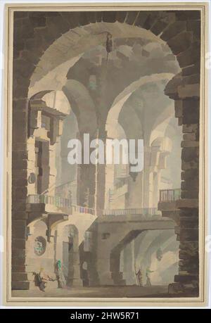 Art inspiré par la prison noire (Carcere Oscura)', 1790–99, aquarelle sur graphite, feuille : 14 3/16 x 9 1/4 po. (36 x 23,5 cm), dessins, Joseph Mallord William Turner (britannique, Londres 1775–1851 Londres), d'après Giovanni Battista Piranesi (italien, Mogliano Veneto 1720–1778 Rome), Turner, oeuvres classiques modernisées par Artotop avec un peu de modernité. Formes, couleur et valeur, impact visuel accrocheur sur l'art émotions par la liberté d'œuvres d'art d'une manière contemporaine. Un message intemporel qui cherche une nouvelle direction créative. Artistes qui se tournent vers le support numérique et créent le NFT Artotop Banque D'Images