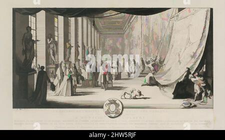 Art inspiré par Colbert visitant les Gobelins, ca. 1665, Décapage, feuille : 5 11/16 x 9 3/8 po. (14,5 x 23,8 cm), estampes, Sébastien Leclerc I (Français, Metz 1637–1714 Paris), cette gravure illustre une visite des ateliers Gobelins par Colbert de Villacerf, Surintendant des Bâtiments du, oeuvres classiques modernisées par Artotop avec un peu de modernité. Formes, couleur et valeur, impact visuel accrocheur sur l'art émotions par la liberté d'œuvres d'art d'une manière contemporaine. Un message intemporel qui cherche une nouvelle direction créative. Artistes qui se tournent vers le support numérique et créent le NFT Artotop Banque D'Images