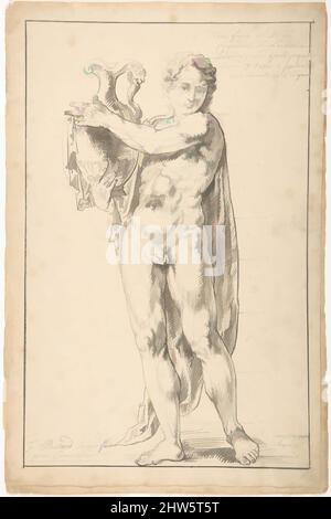 Art inspiré par l'étude d'une figure masculine tenant un navire (Apollo), ca. 1711, stylo et encre noire. Lignes de cadrage à l'encre noire et au stylo, 14 11/16 x 9 9/16 cm (37,3 x 24,3 cm), dessins, François Boitard (français, env. 1670 environ 1715, œuvres classiques modernisées par Artotop avec une touche de modernité. Formes, couleur et valeur, impact visuel accrocheur sur l'art émotions par la liberté d'œuvres d'art d'une manière contemporaine. Un message intemporel qui cherche une nouvelle direction créative. Artistes qui se tournent vers le support numérique et créent le NFT Artotop Banque D'Images