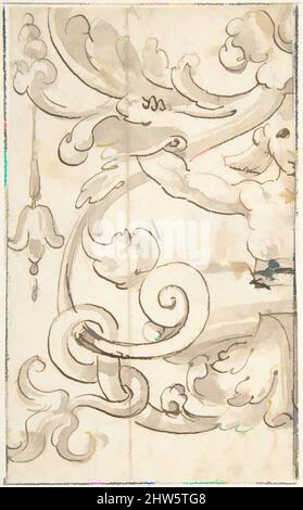 Art inspiré par fragment de dessin ornemental d'après l'Antique; demi-harpie avec Acanthus Rinteaux, 16th siècle, stylo et encre brune, pinceau avec lavage gris, sur des traces de métal point; le design a été sélectivement piquant., 6 x 3 11/16 po. (15,3 x 9,3 cm), Andrés de Melgar (espagnol, oeuvres classiques modernisées par Artotop avec une touche de modernité. Formes, couleur et valeur, impact visuel accrocheur sur l'art émotions par la liberté d'œuvres d'art d'une manière contemporaine. Un message intemporel qui cherche une nouvelle direction créative. Artistes qui se tournent vers le support numérique et créent le NFT Artotop Banque D'Images