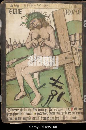 Art inspiré par l'album avec douze gravures de la passion, une coupe de bois du Christ comme l'Homme des Sorrows, et une coupe de métal de Saint-Jérôme à Penitence, fin du 15th siècle, gravures, deux touchées d'or; coupe de bois, de couleur main; coupe de métal, de couleur main; Manuscrit à encre marron foncé avec rouge, oeuvres classiques modernisées par Artotop avec une touche de modernité. Formes, couleur et valeur, impact visuel accrocheur sur l'art émotions par la liberté d'œuvres d'art d'une manière contemporaine. Un message intemporel qui cherche une nouvelle direction créative. Artistes qui se tournent vers le support numérique et créent le NFT Artotop Banque D'Images