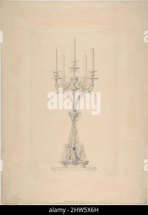 Art inspiré par le design pour un Candlestick ramifié de cinq soutenu par Putti, fin 19th–mi-20th siècle, Graphite et lavage, feuille: 10 x 3 5/8 po. (25,4 x 9,2 cm), Anonyme, Britannique, fin 19th au début du 20th siècle, oeuvres classiques modernisées par Artotop avec une touche de modernité. Formes, couleur et valeur, impact visuel accrocheur sur l'art émotions par la liberté d'œuvres d'art d'une manière contemporaine. Un message intemporel qui cherche une nouvelle direction créative. Artistes qui se tournent vers le support numérique et créent le NFT Artotop Banque D'Images